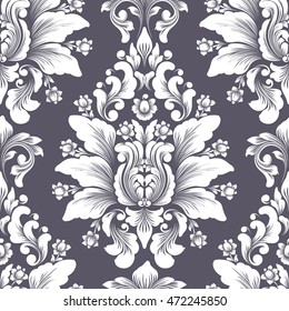 Vector damask seamless pattern element. Classical luxury old fashioned damask ornament, royal victorian seamless texture for wallpapers, textile, wrapping. Exquisite floral baroque template.