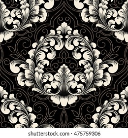 Vector damask seamless pattern element. Classical luxury old fashioned damask ornament, royal victorian seamless texture for wallpapers, textile, wrapping. Exquisite floral baroque template.