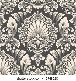 Vector damask seamless pattern element. Classical luxury old fashioned damask ornament, royal victorian seamless texture for wallpapers, textile, wrapping. Exquisite floral baroque template.