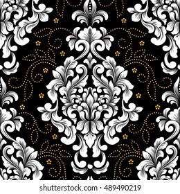 Vector damask seamless pattern element. Classical luxury old fashioned damask ornament, royal victorian seamless texture for wallpapers, textile, wrapping. Exquisite floral baroque template.