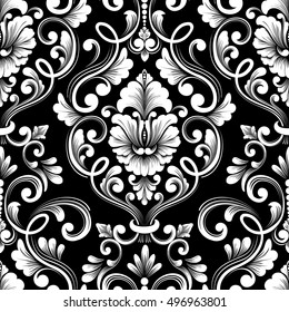 Vector damask seamless pattern element. Classical luxury old fashioned damask ornament, royal victorian seamless texture for wallpapers, textile, wrapping. Exquisite floral baroque template.