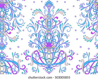 Vector damask seamless pattern element. Classical luxury old fashioned ornament, royal victorian seamless texture for wallpapers, textile, wrapping.