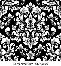 Vector damask seamless pattern element. Classical luxury old fashioned damask ornament, royal victorian seamless texture for wallpapers, textile, wrapping. Exquisite floral baroque template.