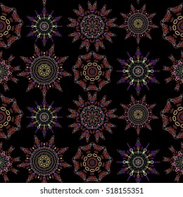 Vector damask seamless pattern element in blue, green and pink colors. Classical luxury old fashioned damask ornament, royal victorian seamless texture for wallpapers, textile, wrapping.