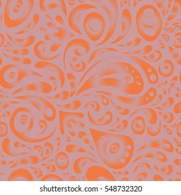 Vector damask seamless pattern element in orange colors. Classical luxury old fashioned damask ornament, royal victorian seamless texture for wallpapers, textile, wrapping. Exquisite doodles template.