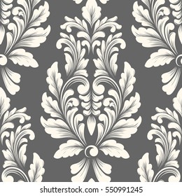 Vector damask seamless pattern element. Classical luxury old fashioned damask ornament, royal victorian seamless texture for wallpapers, textile, wrapping. Exquisite floral baroque template.