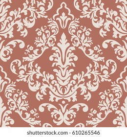 Vector damask seamless pattern element. Classical luxury old fashioned damask ornament, royal victorian seamless texture for wallpapers, textile, wrapping. Exquisite floral baroque template.