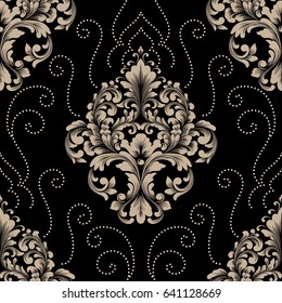 Vector damask seamless pattern element. Classical luxury old fashioned damask ornament, royal victorian seamless texture for wallpapers, textile, wrapping. Exquisite floral baroque template.