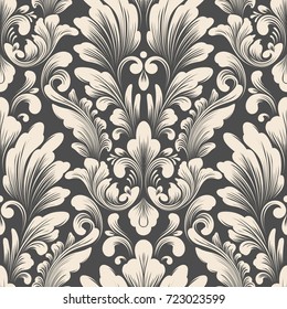 Vector damask seamless pattern element. Classical luxury old fashioned damask ornament, royal victorian seamless texture for wallpapers, textile, wrapping. Exquisite floral baroque template