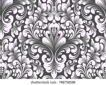 Vector damask seamless pattern element. Classical luxury old fashioned damask ornament, royal victorian seamless texture for wallpapers, textile, wrapping. Exquisite floral baroque template.