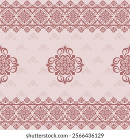 Vector damask seamless pattern with Ornamental Floral Motifs for Decor Design