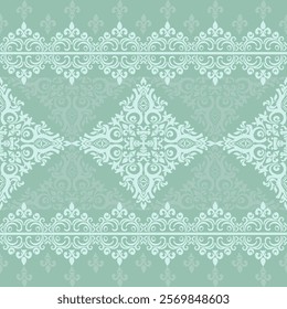 Vector damask seamless pattern with Ornamental Floral Motifs for Decor Design.