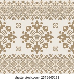 Vector damask seamless pattern with Ornamental Motifs for Decor Design.