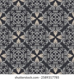 Vector damask seamless pattern with Ornamental Motifs for Decor Design.