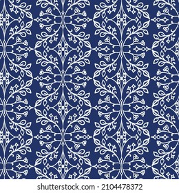 Vector Damask Seamless Pattern. Retro Blue Baroque Seamless Texture for Fashion, Wallpapers, Textile, Wrapping