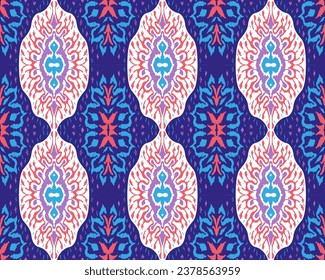 Vector damask seamless pattern. Victorian style Wallpaper. Tribal ethnic vector textures. Seamless pattern in Aztec style. Folk embroidery. Indian, Mexican rug. African carpet. Hand drawn, not AI