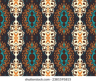 Vector damask seamless pattern. Victorian style Wallpaper. Tribal ethnic vector textures. Seamless pattern in Aztec style. Folk embroidery. Indian, Mexican rug. African carpet. Hand drawn, not AI