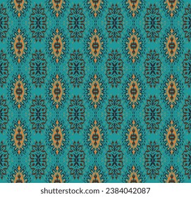 Vector damask seamless pattern. Victorian style Wallpaper. Tribal ethnic vector textures. Seamless pattern in Aztec style. Folk embroidery. Indian, Mexican rug. African carpet. Hand drawn, not AI