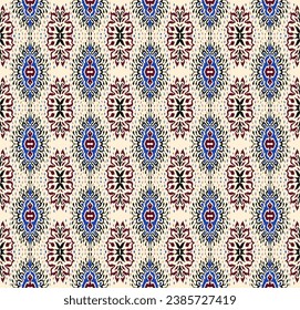 Vector damask seamless pattern. Victorian style Wallpaper. Tribal ethnic vector textures. Seamless pattern in Aztec style. Folk embroidery. Indian, Mexican rug. African carpet. Hand drawn, not AI