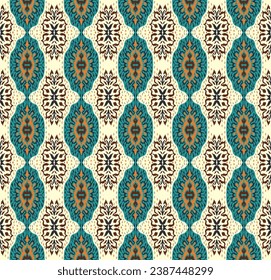 Vector damask seamless pattern. Victorian style Wallpaper. Tribal ethnic vector textures. Seamless pattern in Aztec style. Folk embroidery. Indian, Mexican rug. African carpet. Hand drawn, not AI
