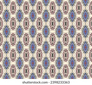 Vector damask seamless pattern. Victorian style Wallpaper. Tribal ethnic vector textures. Seamless pattern in Aztec style. Folk embroidery. Indian, Mexican rug. African carpet. Hand drawn, not AI