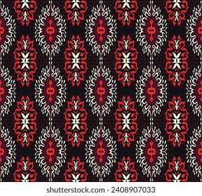 Vector damask seamless pattern. Victorian style Wallpaper. Tribal ethnic vector textures. Seamless pattern in Aztec style. Folk embroidery. Indian, Mexican rug. African carpet. Hand drawn, not AI