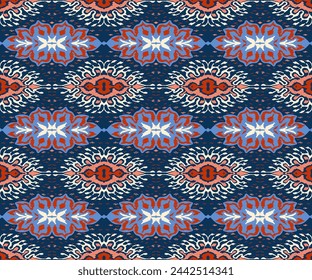 Vector damask seamless pattern. Victorian style Wallpaper. Tribal ethnic vector textures. Seamless pattern in Aztec style. Folk embroidery. Indian, Mexican rug. African carpet. Hand drawn, not AI