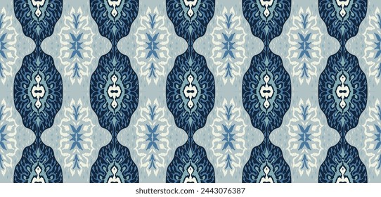Vector damask seamless pattern. Victorian style Wallpaper. Tribal ethnic vector textures. Seamless pattern in Aztec style. Folk embroidery. Indian, Mexican rug. African carpet. Hand drawn, not AI