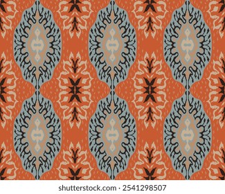 Vector damask seamless pattern. Victorian style Wallpaper. Tribal ethnic vector textures. Seamless pattern in Aztec style. Folk embroidery. Indian, Mexican rug. African carpet. Hand drawn, not AI