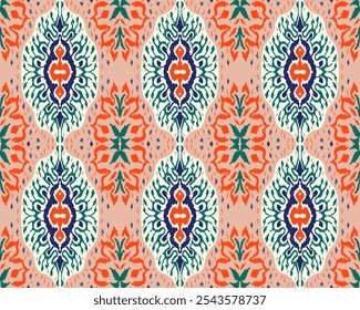 Vector damask seamless pattern. Victorian style Wallpaper. Tribal ethnic vector textures. Seamless pattern in Aztec style. Folk embroidery. Indian, Mexican rug. African carpet. Hand drawn, not AI