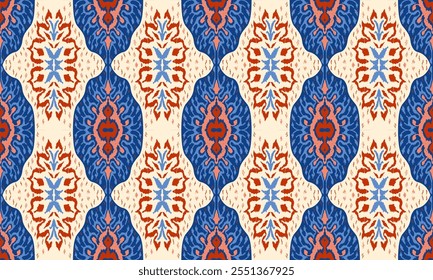Vector damask seamless pattern. Victorian style Wallpaper. Tribal ethnic vector textures. Seamless pattern in Aztec style. Folk embroidery. Indian, Mexican rug. African carpet. Hand drawn, not AI
