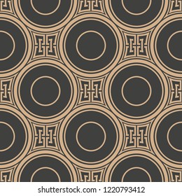 Vector damask seamless retro pattern background round curve cross frame chain. Elegant luxury brown tone design for wallpapers, backdrops and page fill.