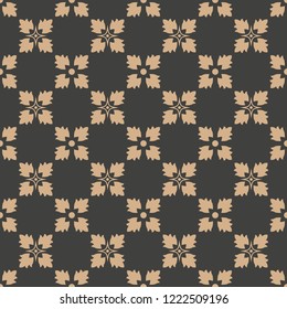 Vector damask seamless retro pattern background square geometry cross flower. Elegant luxury brown tone design for wallpapers, backdrops and page fill.