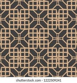 Vector damask seamless retro pattern background polygon geometry square cross frame line. Elegant luxury brown tone design for wallpapers, backdrops and page fill.