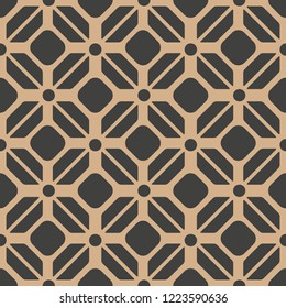Vector damask seamless retro pattern background polygon round geometry cross frame. Elegant luxury brown tone design for wallpapers, backdrops and page fill.