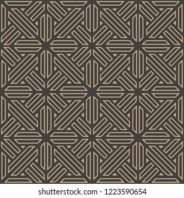 Vector damask seamless retro pattern background polygon geometry cross frame line. Elegant luxury brown tone design for wallpapers, backdrops and page fill.