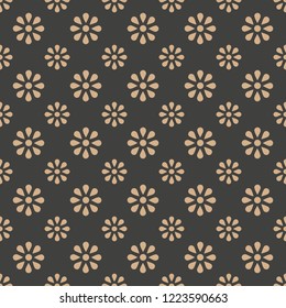 Vector damask seamless retro pattern background round cross flower. Elegant luxury brown tone design for wallpapers, backdrops and page fill.
