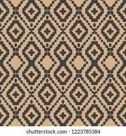 Vector damask seamless retro pattern background check geometry cross aboriginal frame. Elegant luxury brown tone design for wallpapers, backdrops and page fill.