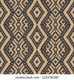 Vector damask seamless retro pattern background check geometry cross aboriginal frame. Elegant luxury brown tone design for wallpapers, backdrops and page fill.