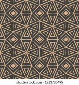 Vector damask seamless retro pattern background polygon geometry cross frame line. Elegant luxury brown tone design for wallpapers, backdrops and page fill.