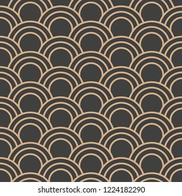 Vector damask seamless retro pattern background round curve cross frame scale line. Elegant luxury brown tone design for wallpapers, backdrops and page fill.