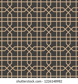 Vector damask seamless retro pattern background geometry polygon cross frame line. Elegant luxury brown tone design for wallpapers, backdrops and page fill.
