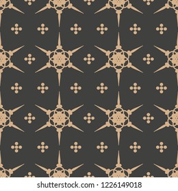 Vector damask seamless retro pattern background star geometry cross flower. Elegant luxury brown tone design for wallpapers, backdrops and page fill.