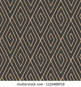 Vector damask seamless retro pattern background spiral rhomb vortex cross frame line. Elegant luxury brown tone design for wallpapers, backdrops and page fill.
