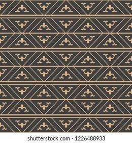 Vector damask seamless retro pattern background check cross frame line geometry line crest. Elegant luxury brown tone design for wallpapers, backdrops and page fill.