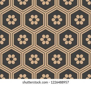 Vector damask seamless retro pattern background oriental polygon cross frame chain round flower. Elegant luxury brown tone design for wallpapers, backdrops and page fill.