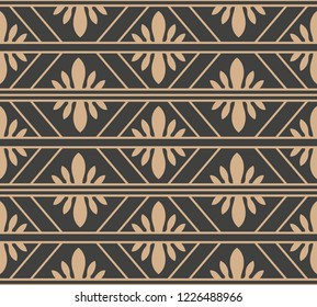 Vector damask seamless retro pattern background check geometry cross frame line flower. Elegant luxury brown tone design for wallpapers, backdrops and page fill.