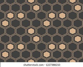 Vector damask seamless retro pattern background polygon geometry cross honeycomb frame chain. Elegant luxury brown tone design for wallpapers, backdrops and page fill.