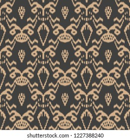 Vector damask seamless retro pattern background sawtooth botanic garden cross plant leaf frame flower. Elegant luxury brown tone design for wallpapers, backdrops and page fill.