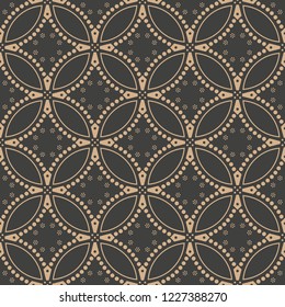 Vector damask seamless retro pattern background round curve cross frame chain dot line flower. Elegant luxury brown tone design for wallpapers, backdrops and page fill.